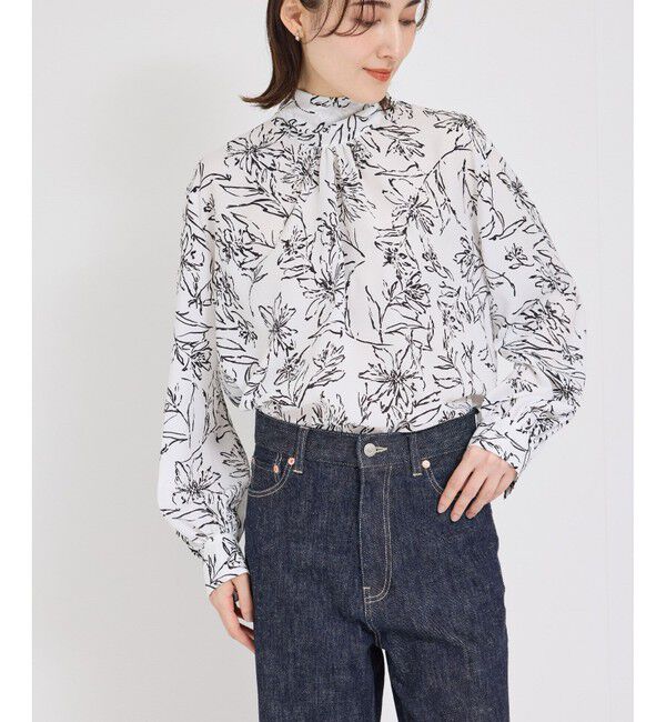 ROPE「ハンドフラワーバックタイブラウス/セットアップ対応」|シャツ・ブラウス|