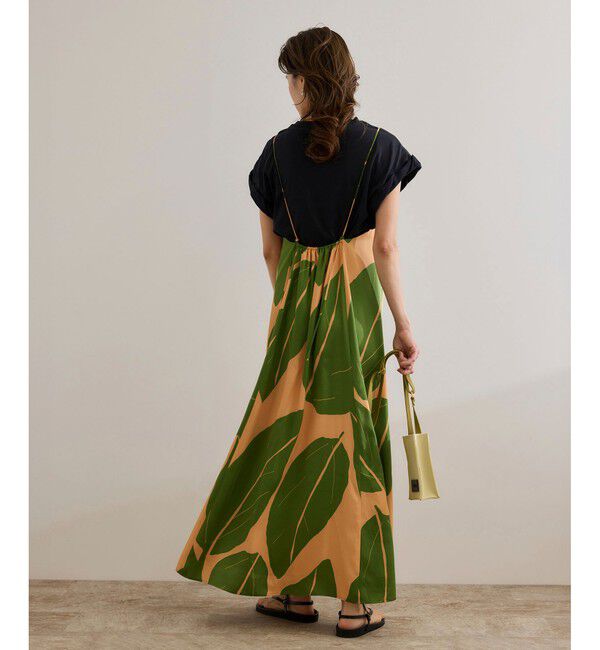 ROPE「【洗える】エクスペンド リーフキャミワンピース【DEVEAUX（デヴォー）】」|ワンピース|グリーン(30)