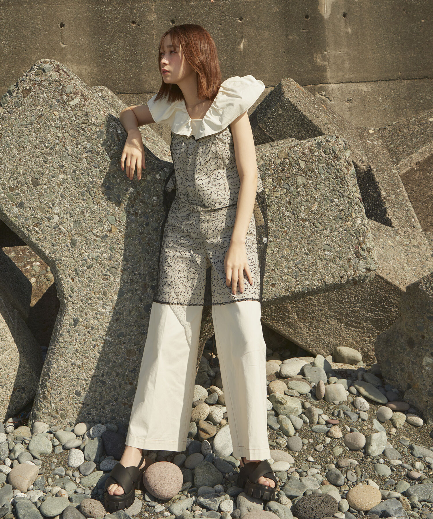 VIS「【前後2WAY】スパンコールキャミワンピース」|ワンピース|