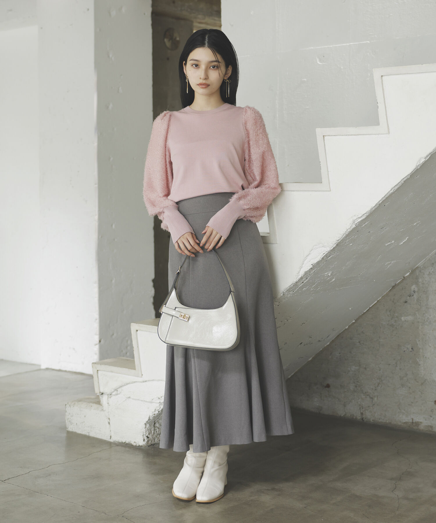 VIS「布帛スリーブドッキングニットプルオーバー」|ニット・セーター|