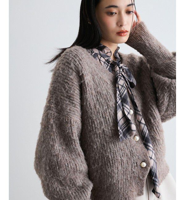 VIS「パールボタンVネック片畦ニットカーディガン」|カーディガン|