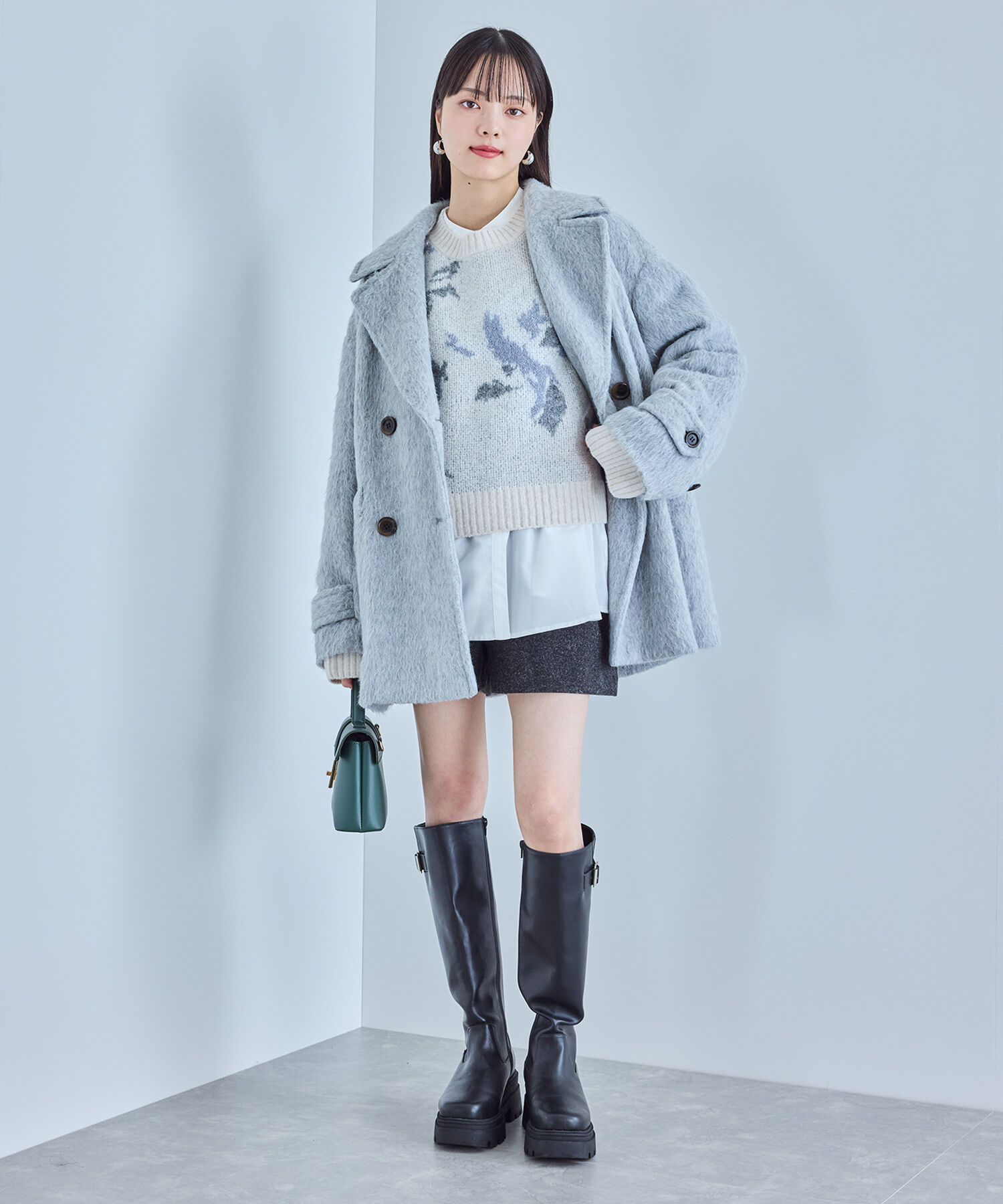 VIS「フラワージャガードニットプルオーバー」|ニット・セーター|