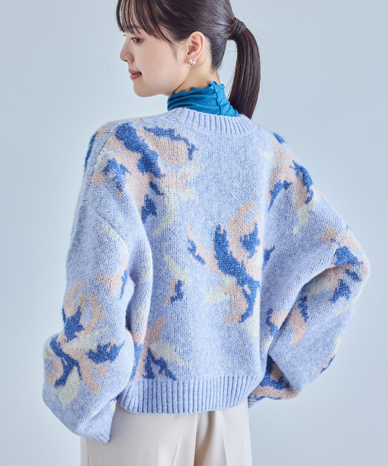 VIS「フラワージャガードニットプルオーバー」|ニット・セーター|