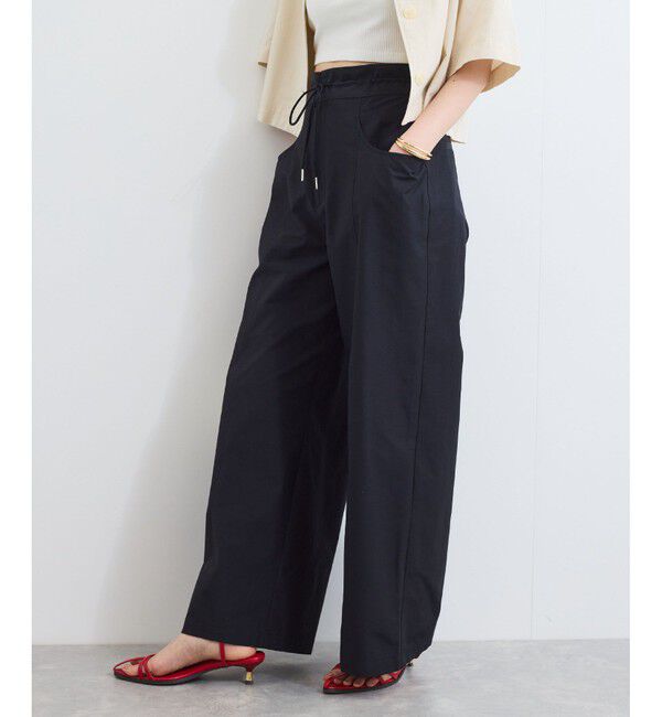 VIS「【接触冷感/洗える】ドロストワイドパンツ」|チノ|
