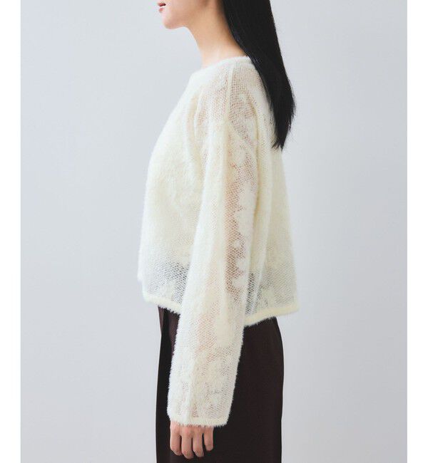 VIS「フラワーモチーフフェザーシアーニット」|ニット・セーター|