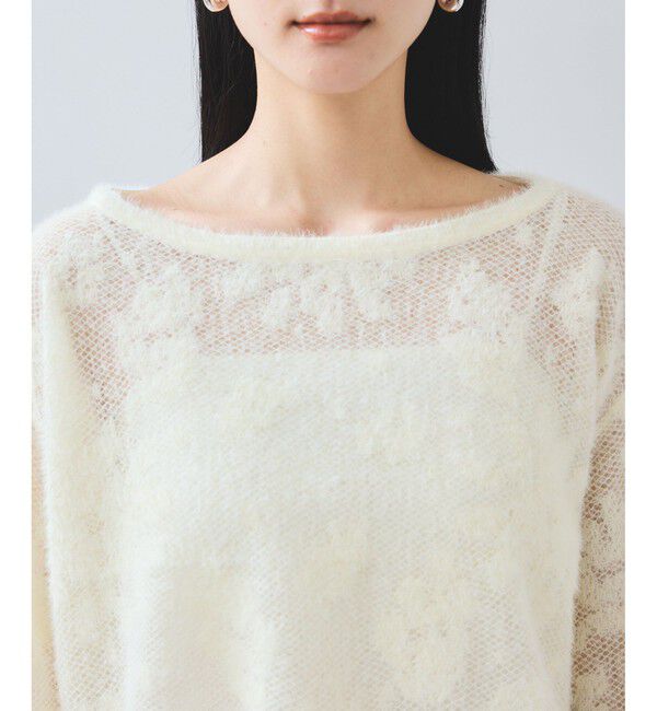 VIS「フラワーモチーフフェザーシアーニット」|ニット・セーター|