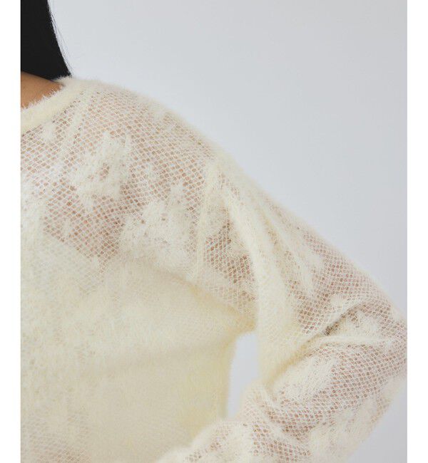 VIS「フラワーモチーフフェザーシアーニット」|ニット・セーター|