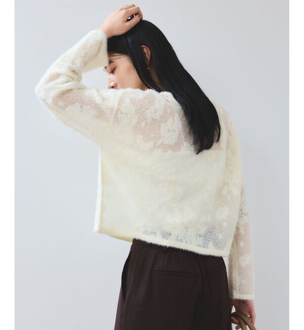 VIS「フラワーモチーフフェザーシアーニット」|ニット・セーター|