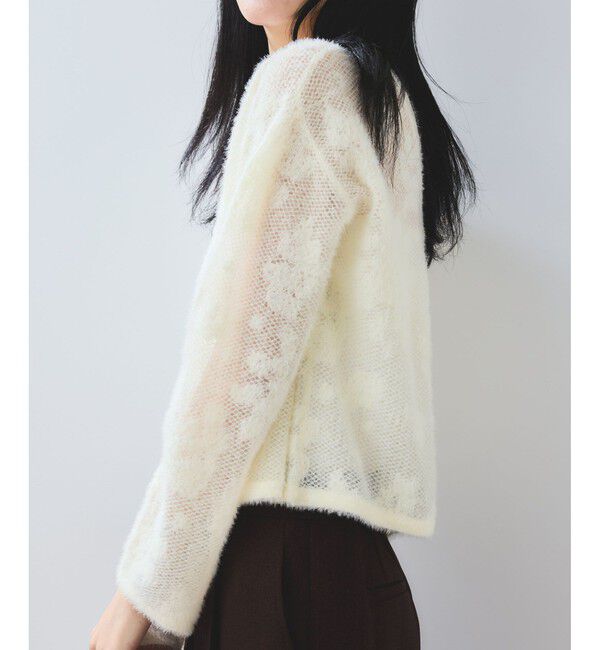 VIS「フラワーモチーフフェザーシアーニット」|ニット・セーター|