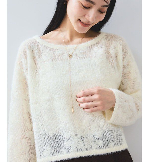 VIS「フラワーモチーフフェザーシアーニット」|ニット・セーター|