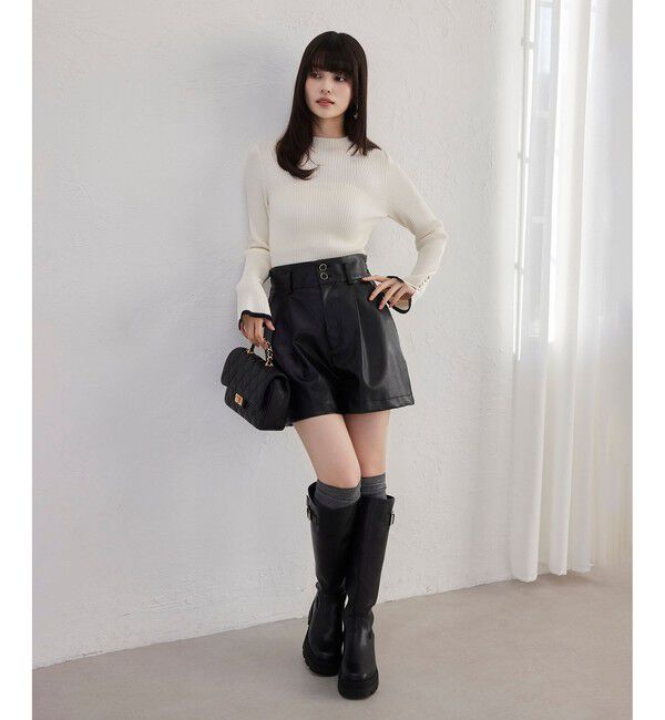 VIS「【美得】スリーブ釦アクセントリブニット/WEB限定FSサイズ・静電気防止」|ニット・セーター|