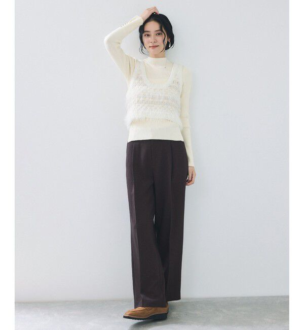 VIS「【美得】スリーブ釦アクセントリブニット/WEB限定FSサイズ・静電気防止」|ニット・セーター|