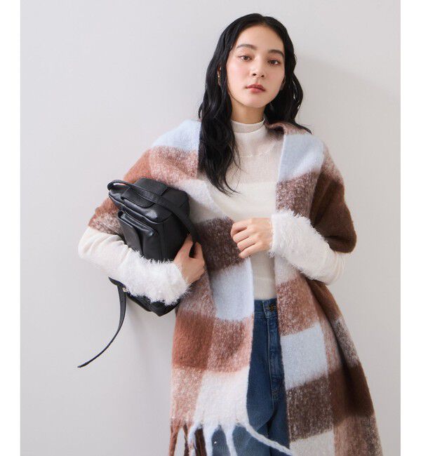 VIS「ふわふわフリンジチェックマフラー/静電気防止」|マフラー|