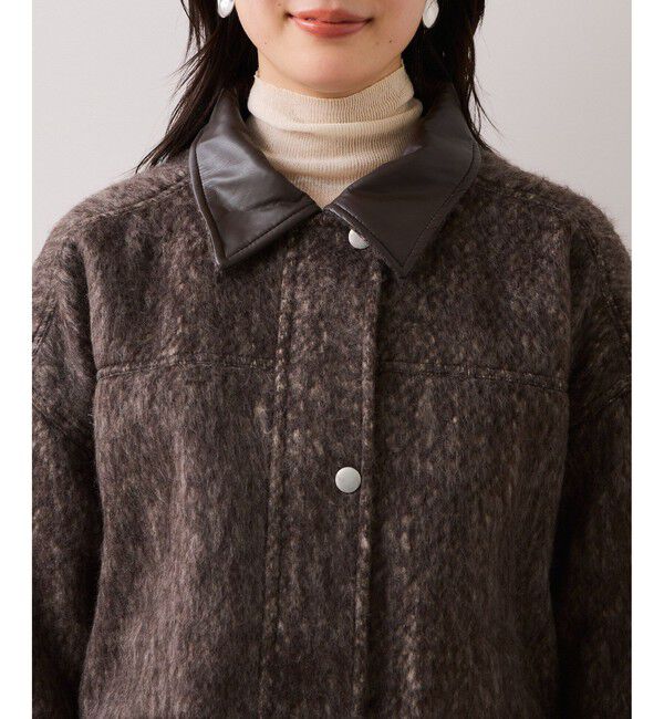 VIS「【WEB限定】衿袖レザーシャギーアウター」|その他|