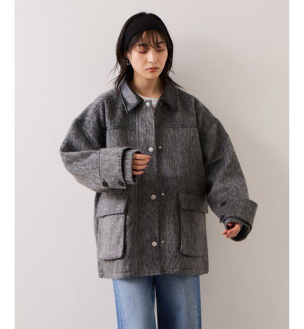 VIS「【WEB限定】衿袖レザーシャギーアウター」|その他|