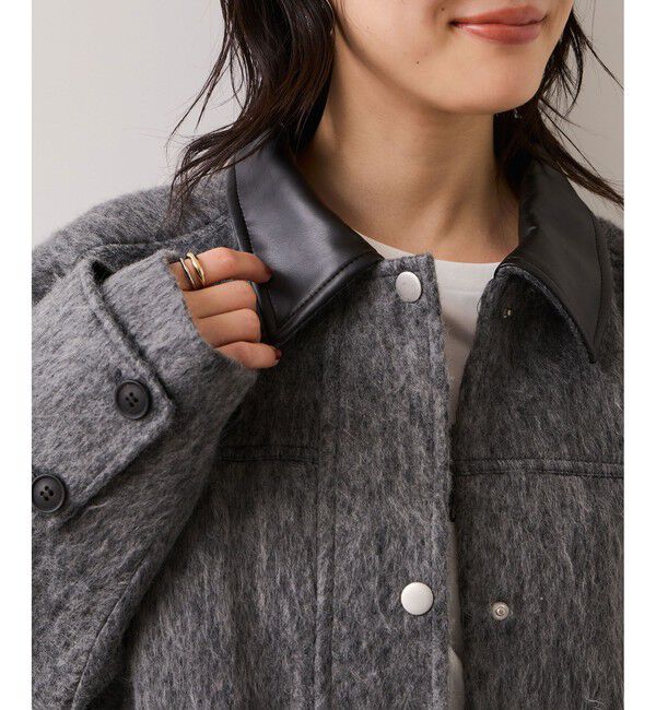 VIS「【WEB限定】衿袖レザーシャギーアウター」|その他|