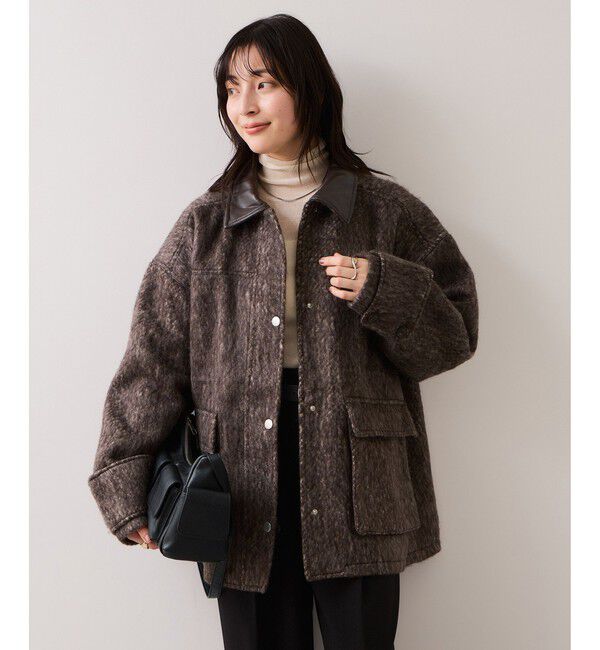 VIS「【WEB限定】衿袖レザーシャギーアウター」|その他|