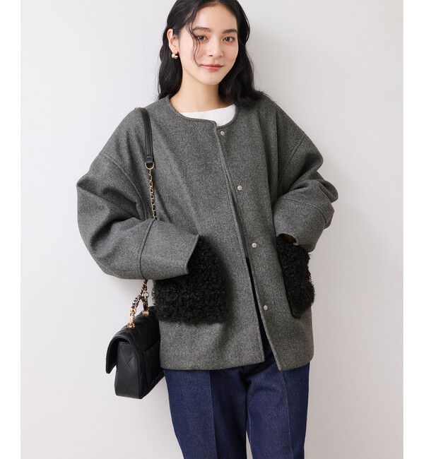 VIS「【WEB限定】ボアポケットノーカラーコート」|その他|