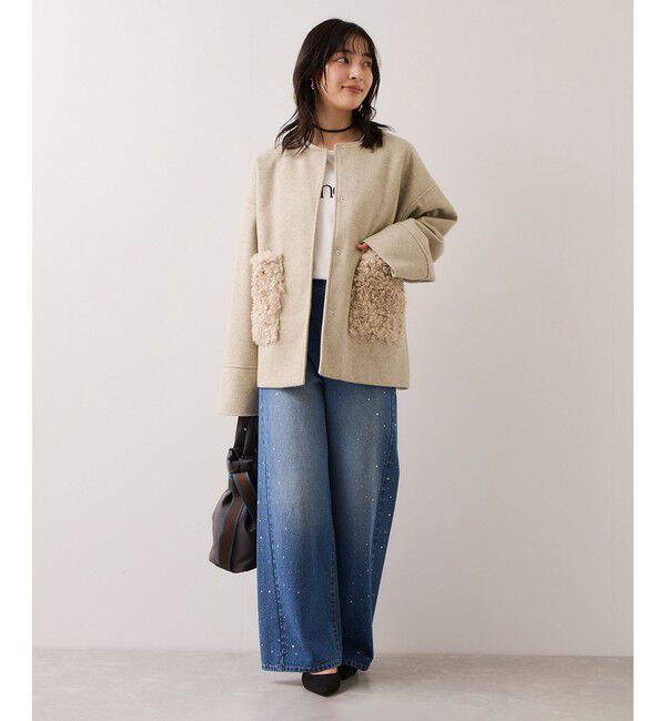 VIS「【WEB限定】ボアポケットノーカラーコート」|その他|