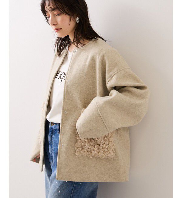 VIS「【WEB限定】ボアポケットノーカラーコート」|その他|