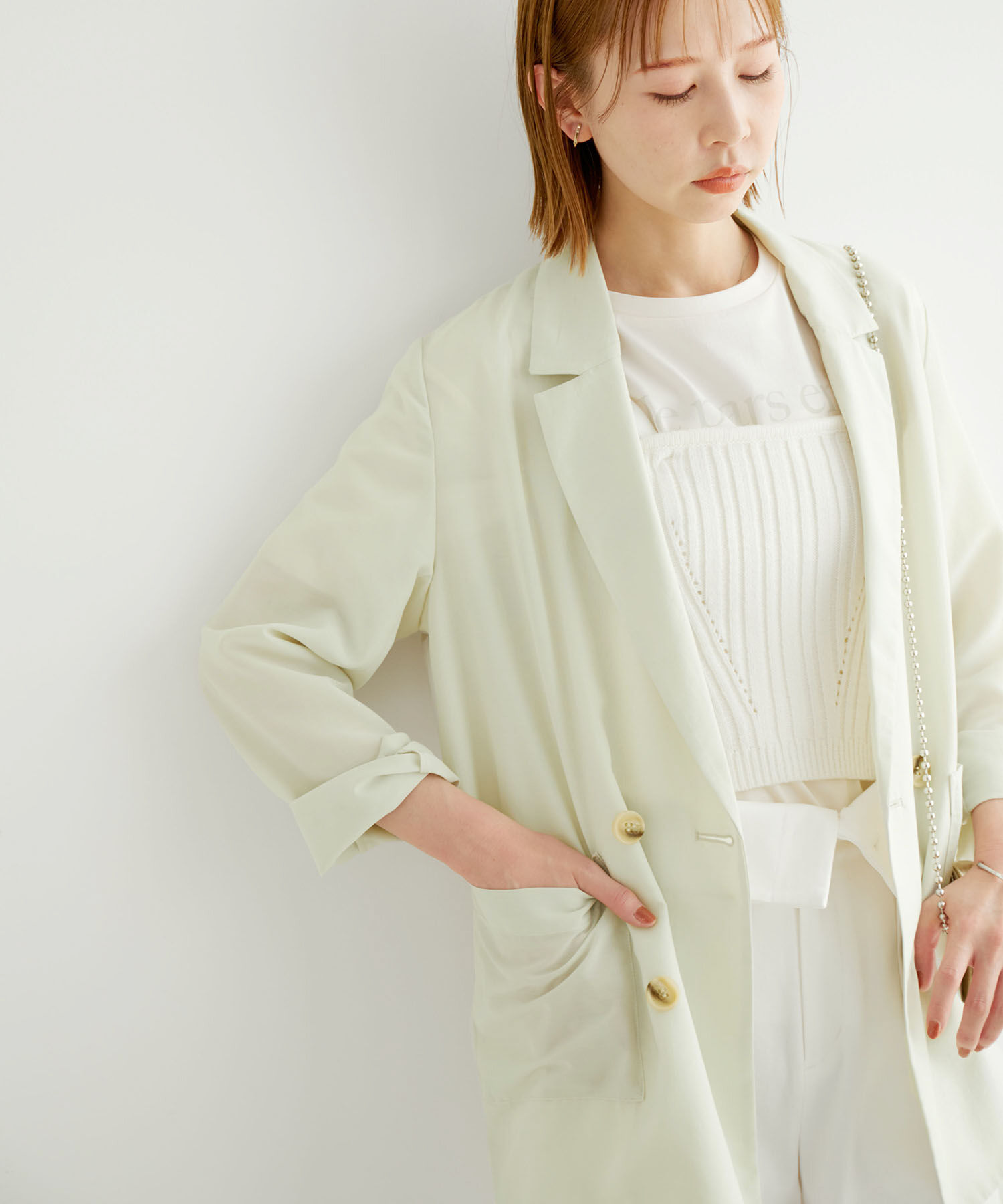 Rope&rsquo;Picnic「シアージャケット」|テーラードジャケット|イエロー(80)