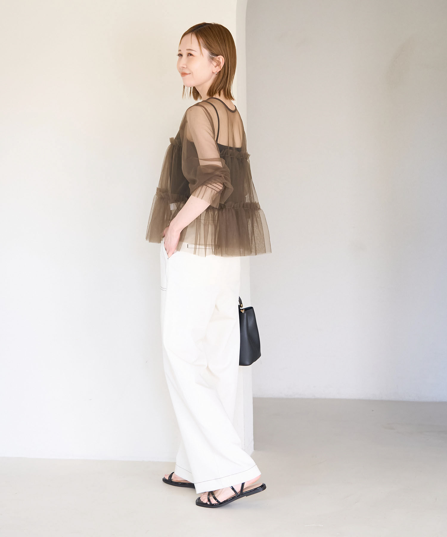 Rope&rsquo;Picnic「チュールフリルシアーカーディガン」|カーディガン|