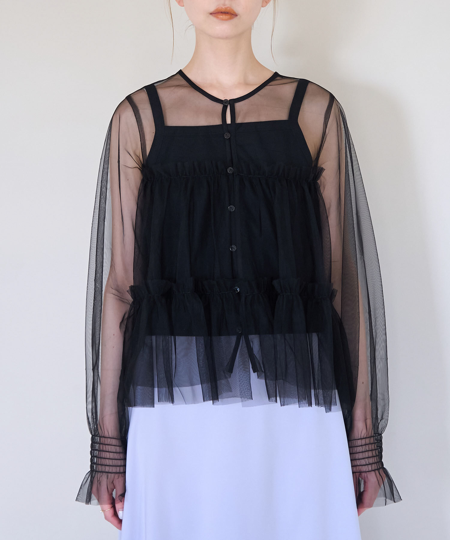 Rope&rsquo;Picnic「チュールフリルシアーカーディガン」|カーディガン|