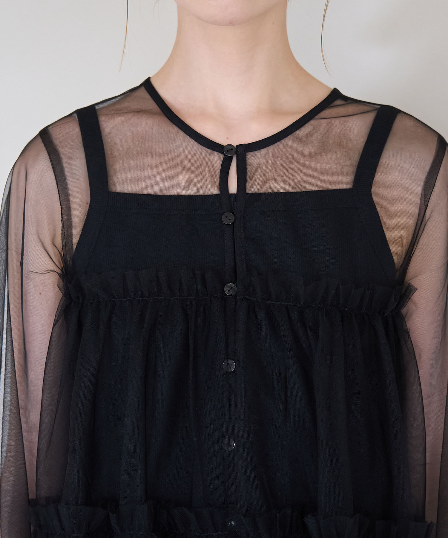 Rope&rsquo;Picnic「チュールフリルシアーカーディガン」|カーディガン|