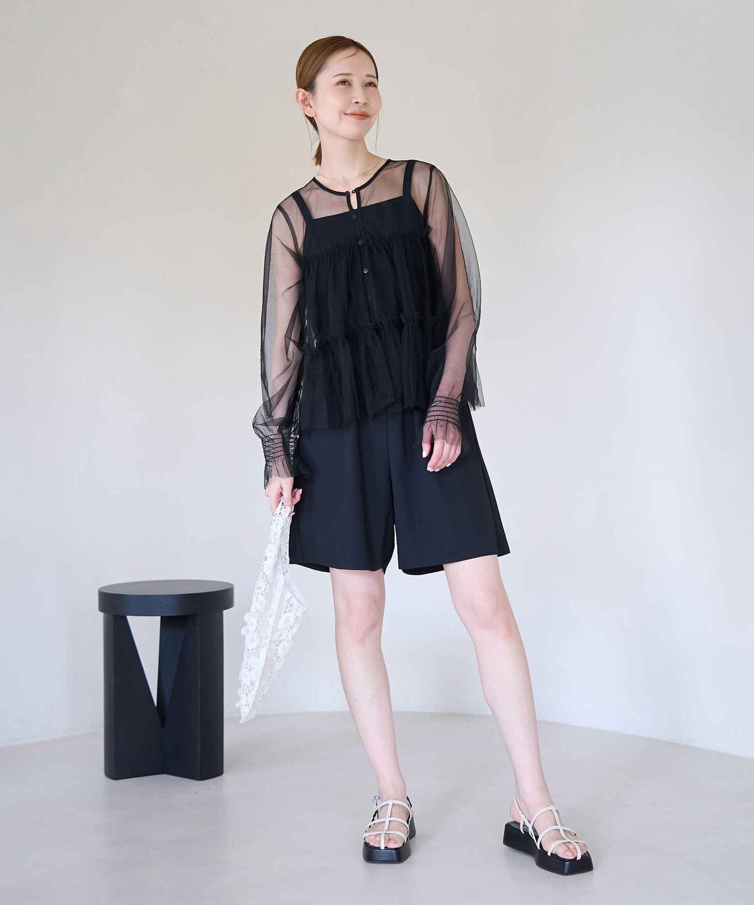 Rope&rsquo;Picnic「チュールフリルシアーカーディガン」|カーディガン|