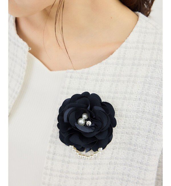 ROPE PICNIC PASSAGE「パール&times;サテンフラワーコサージュ」|ブローチ・コサージュ|