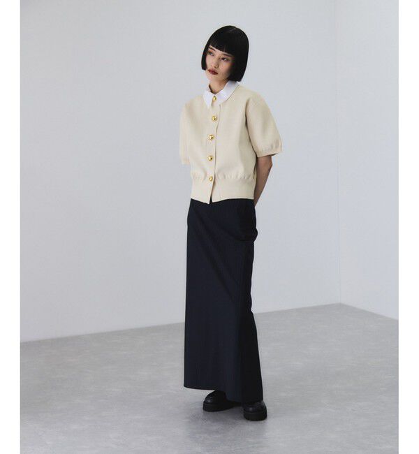 ADAM ET ROPE'「【サステナブル】カラー付きハーフスリーブカーディガン」|カーディガン|