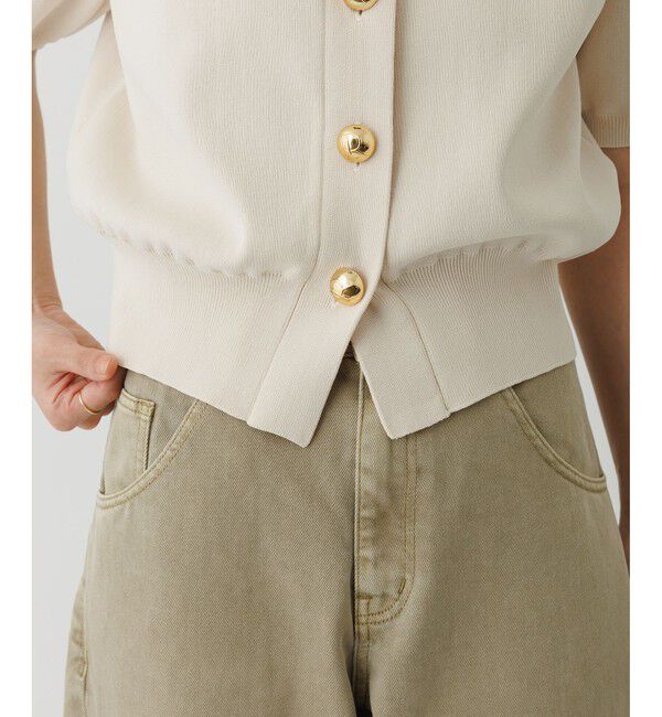 ADAM ET ROPE'「【サステナブル】カラー付きハーフスリーブカーディガン」|カーディガン|