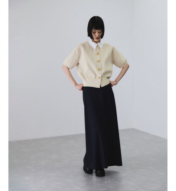 ADAM ET ROPE'「【サステナブル】カラー付きハーフスリーブカーディガン」|カーディガン|