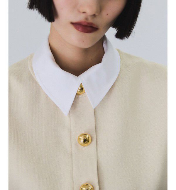 ADAM ET ROPE'「【サステナブル】カラー付きハーフスリーブカーディガン」|カーディガン|