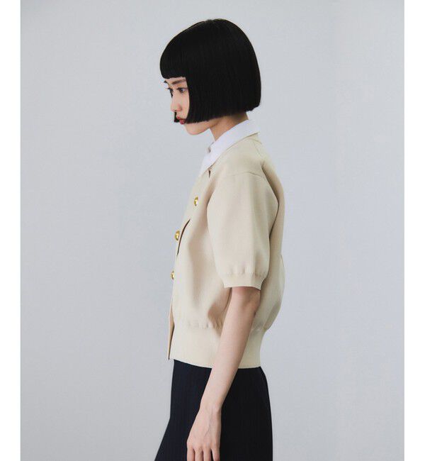 ADAM ET ROPE'「【サステナブル】カラー付きハーフスリーブカーディガン」|カーディガン|