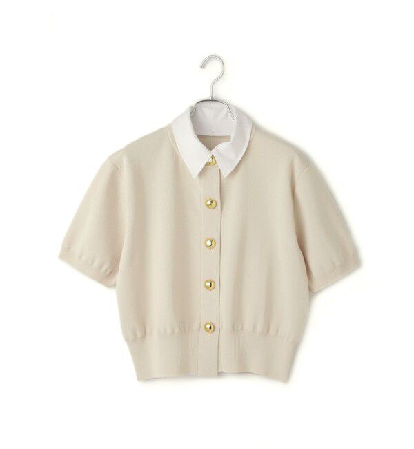 ADAM ET ROPE'「【サステナブル】カラー付きハーフスリーブカーディガン」|カーディガン|