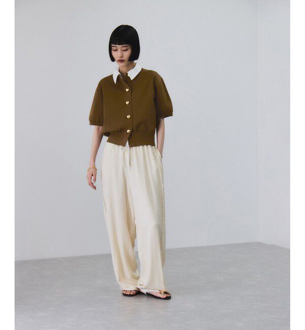 ADAM ET ROPE'「【サステナブル】カラー付きハーフスリーブカーディガン」|カーディガン|