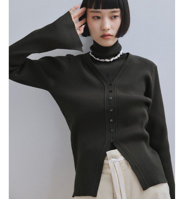 ADAM ET ROPE'「【WEB限定】エコベロVネックカーディガン」|カーディガン|チャコール(06)