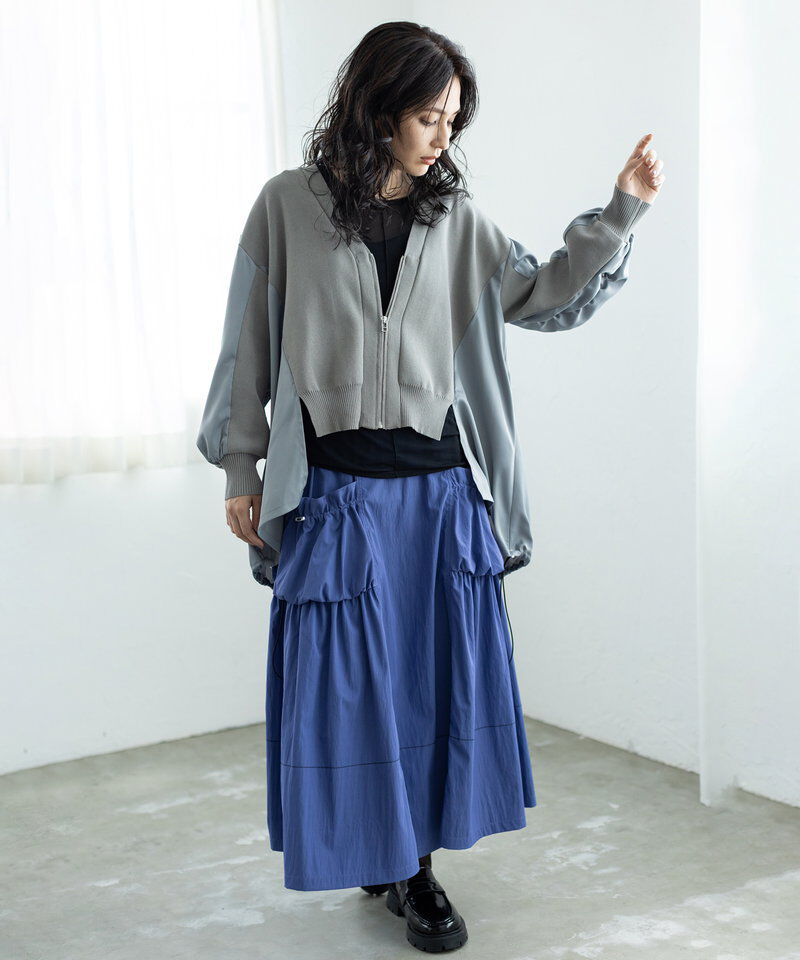  「ギャザーポケットフレアースカート」|スカート|