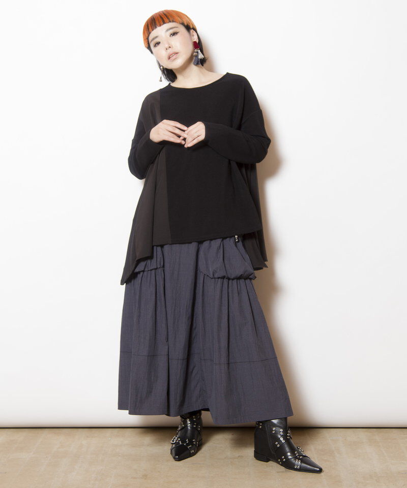  「ギャザーポケットフレアースカート」|スカート|