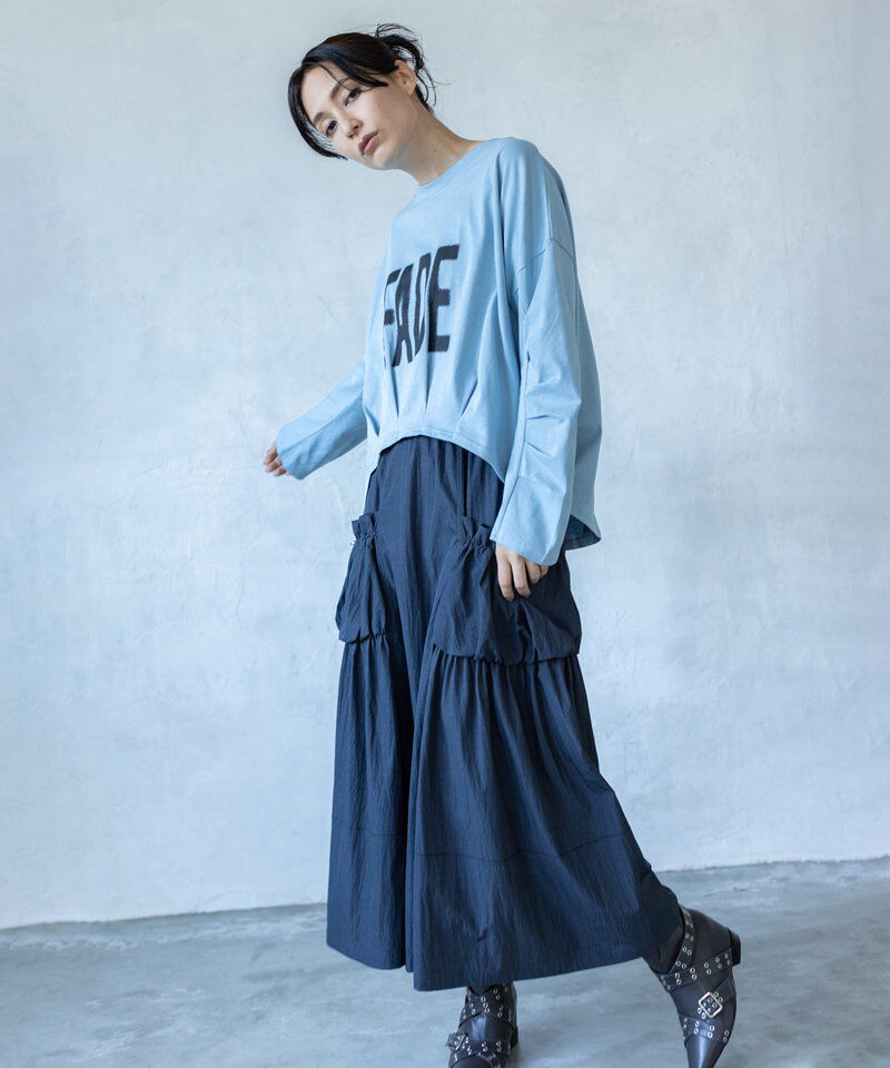  「ギャザーポケットフレアースカート」|スカート|