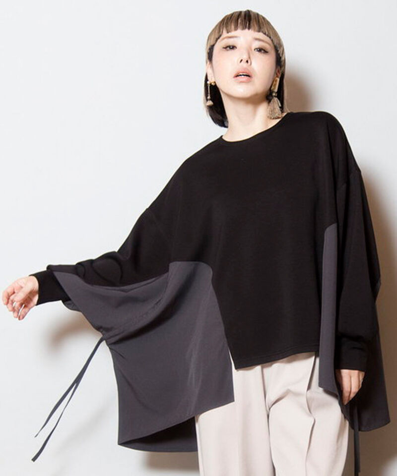  「サイドギャザープルオーバー」|Tシャツ・カットソー|BLACK
