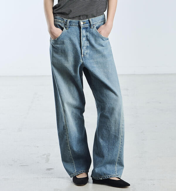  「SOPHIE TALKS ABOUT THE WEATHER | バイオウォッシュ バックシンチ デニムパンツ WOMEN」|デニム|LTBLUE