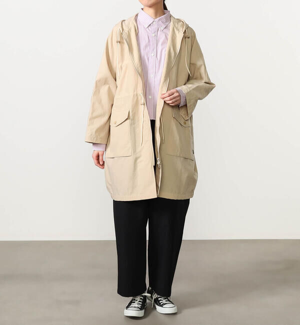 GYMPHLEX「Gymphlex | ナイロンタッサー フードジップコート WOMEN」|ミリタリー・モッズコート|BEIGE