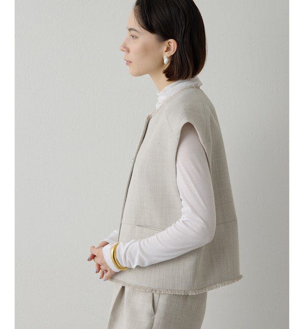 THE PAUSE「【THE PAUSE】ツイードショートジレ」|ベスト・ジレ|