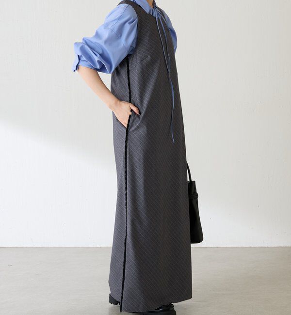  「バイアスストライプジャンパースカート」|ワンピース|