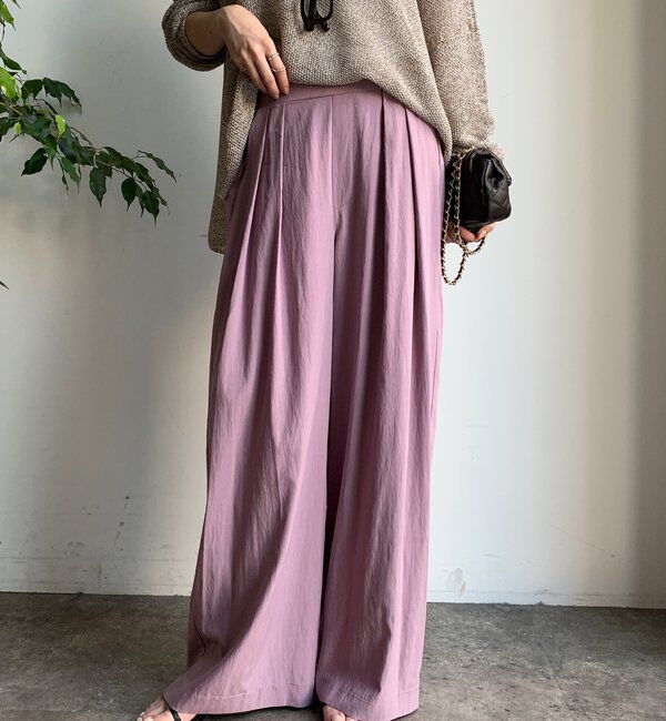  「シャンブレータックワイドパンツ」|チノ|ピンク