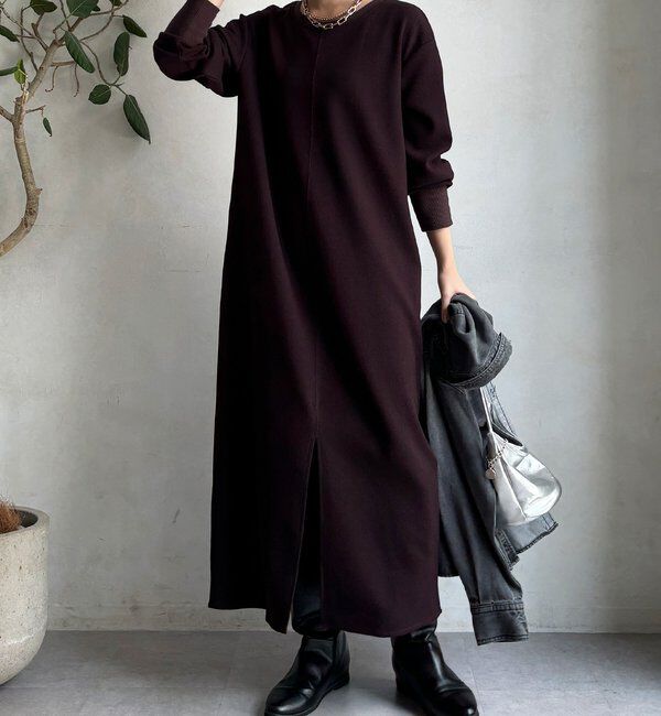  「ブークレーダンボールロングスリーブワンピース」|ワンピース|ブラウン