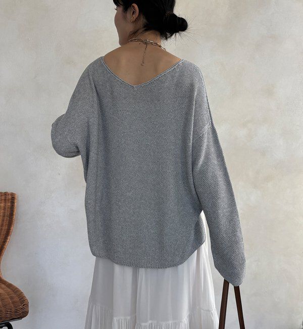  「マーブルヤーン前後2WAYカノコ編みプルオーバー」|ニット・セーター|