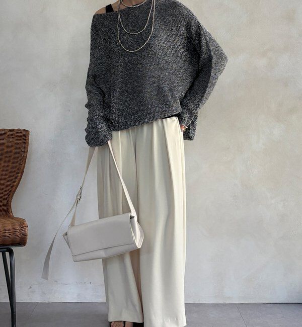  「マーブルヤーン前後2WAYカノコ編みプルオーバー」|ニット・セーター|